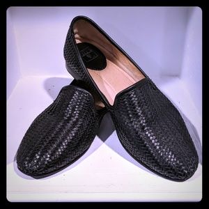 Frye Leather Basketweave Black Loafers Sz 9
